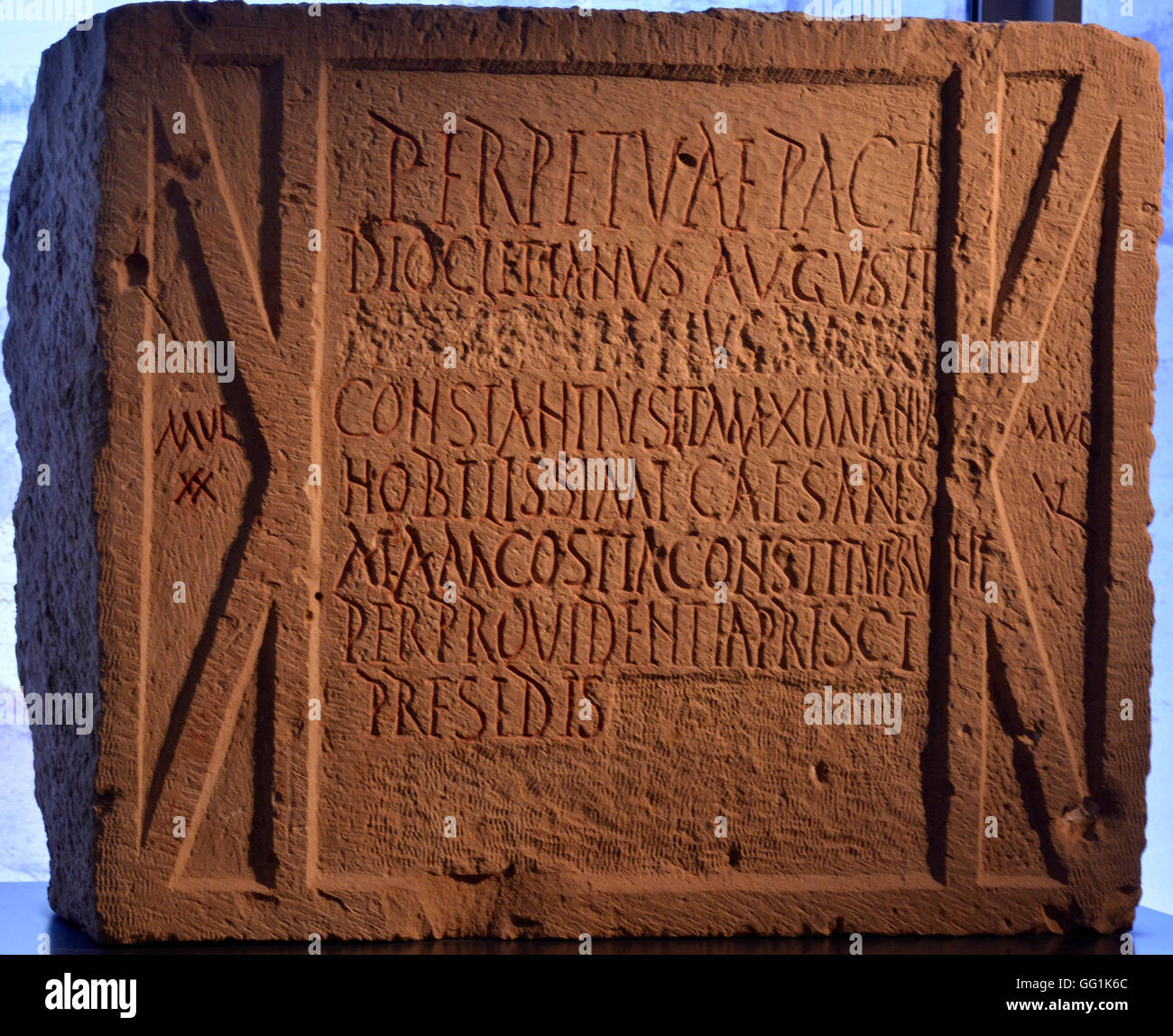 5915. Roman inscription from Yotvata (Negev) dating 297-303 CD. The text deals with placement of Roman army units on the Eastern Stock Photo