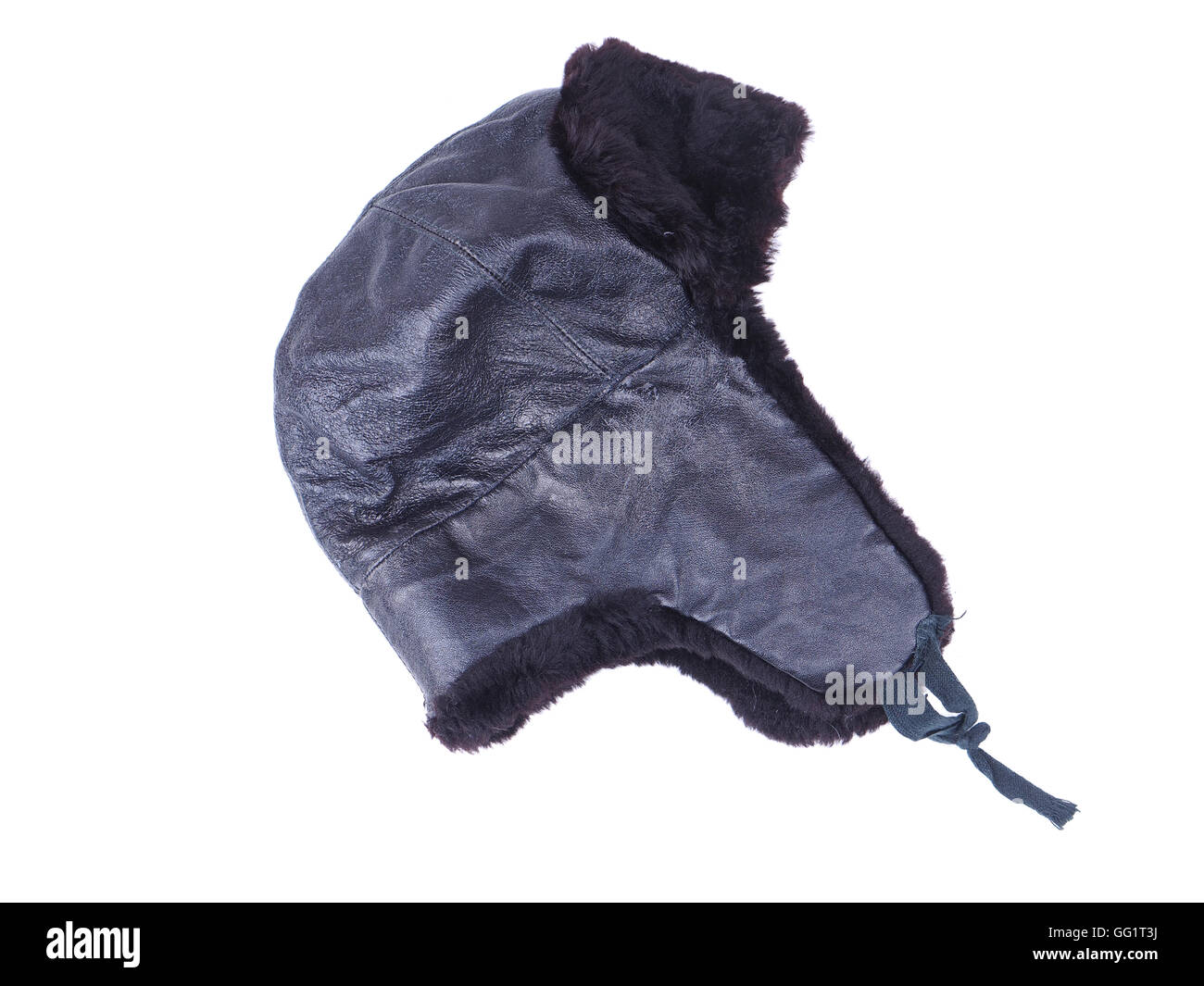 fur hat ear flaps on the white background Stock Photo Alamy