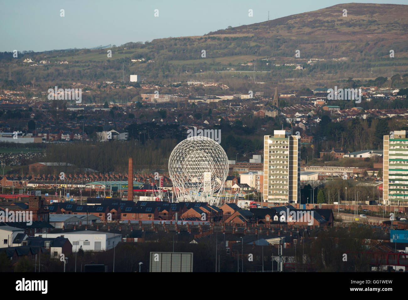 Rise sculpture or 'Balls on the falls', Belfast Stock Photo