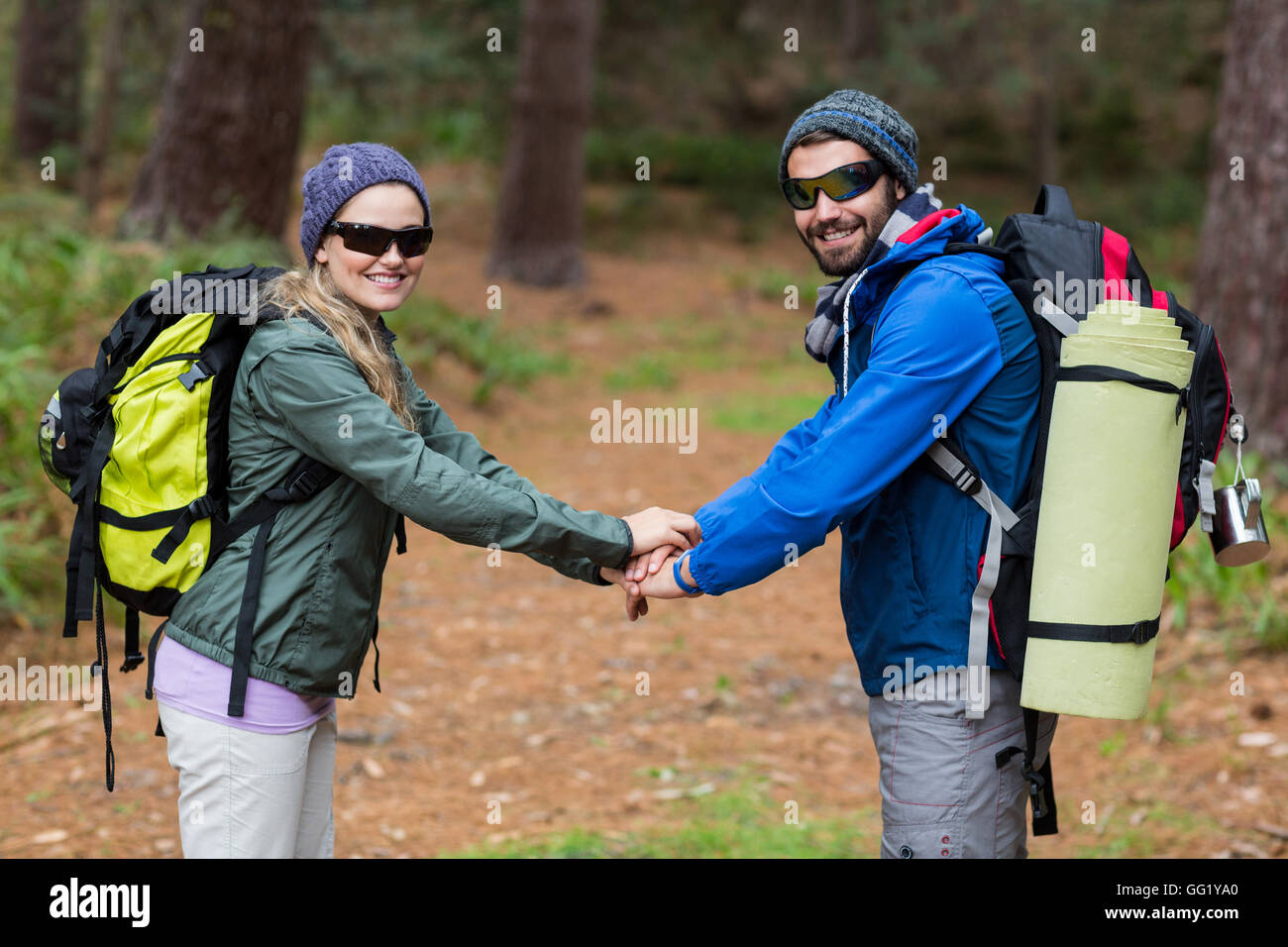 Hiker woman standing hands up hi-res stock photography and images - Alamy