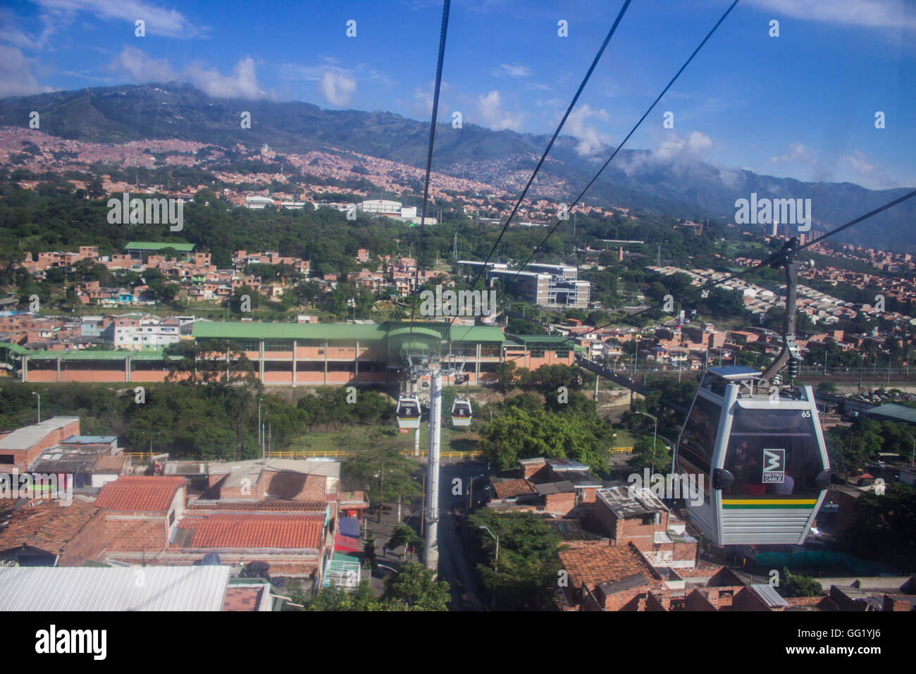 The service of metrocable, Medellin. Stock Photo
