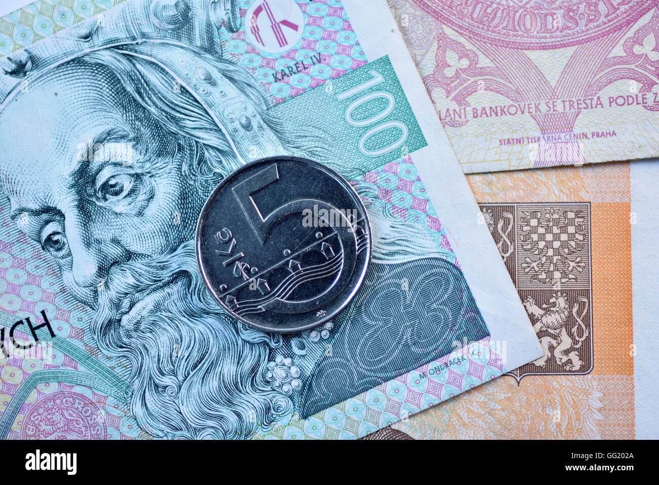 Close up Czech Koruna currency, Czech Republic Stock Photo - Alamy