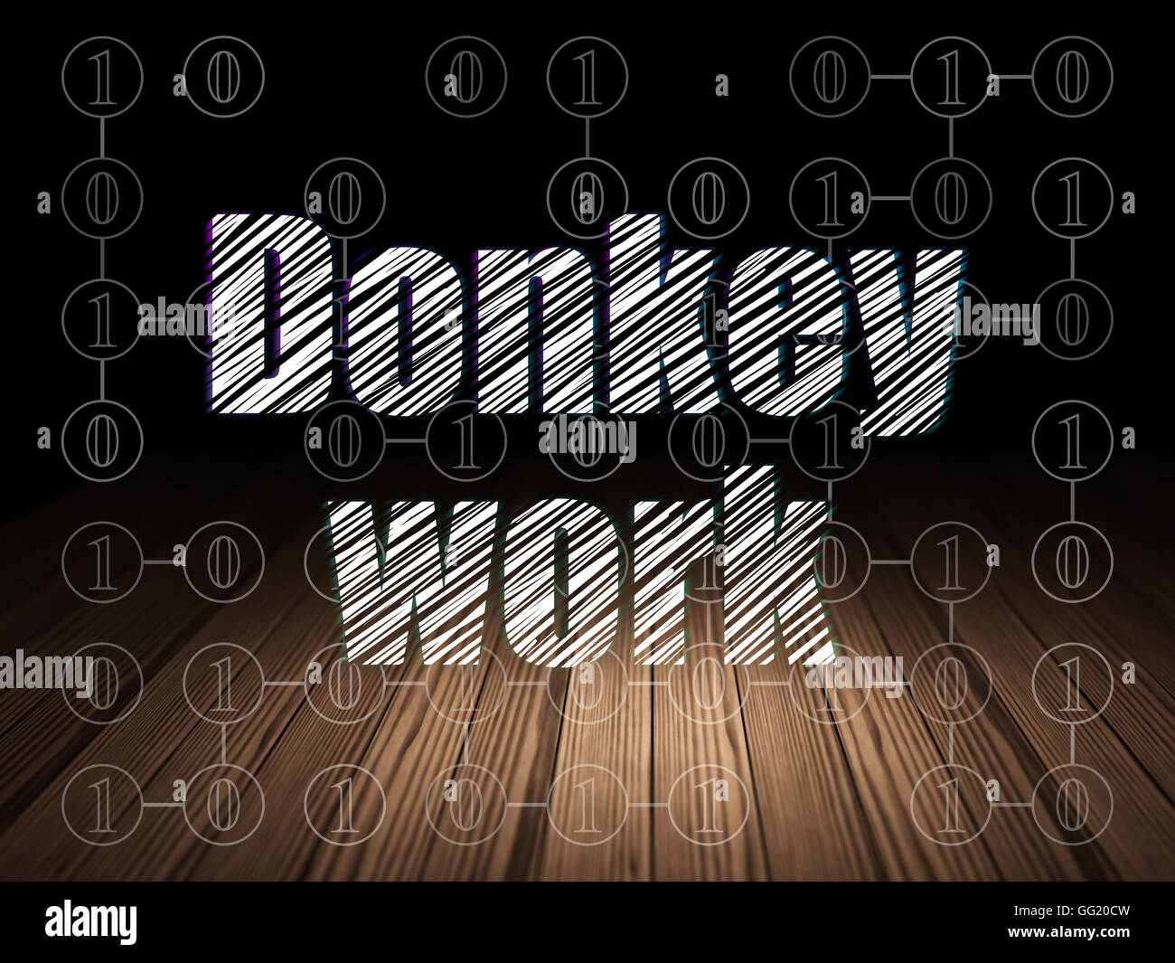 Business concept: Donkey Work in grunge dark room Stock Photo