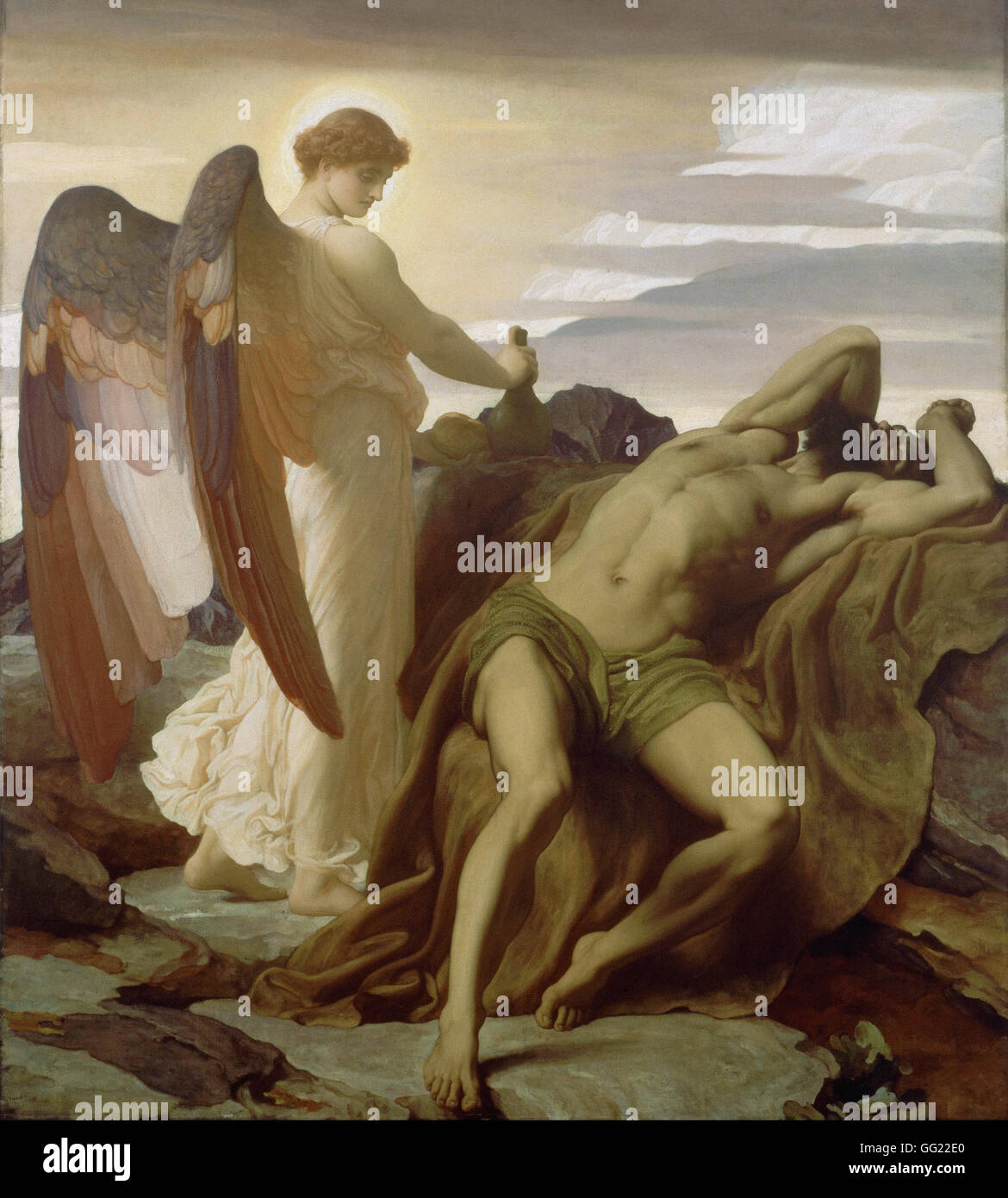Frederic, Lord Leighton - Elijah in the Wilderness Stock Photo