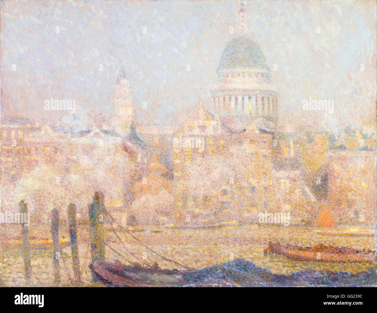 Henri Le Sidaner - St. Paul's from the River- Morning Sun in Winter Stock Photo