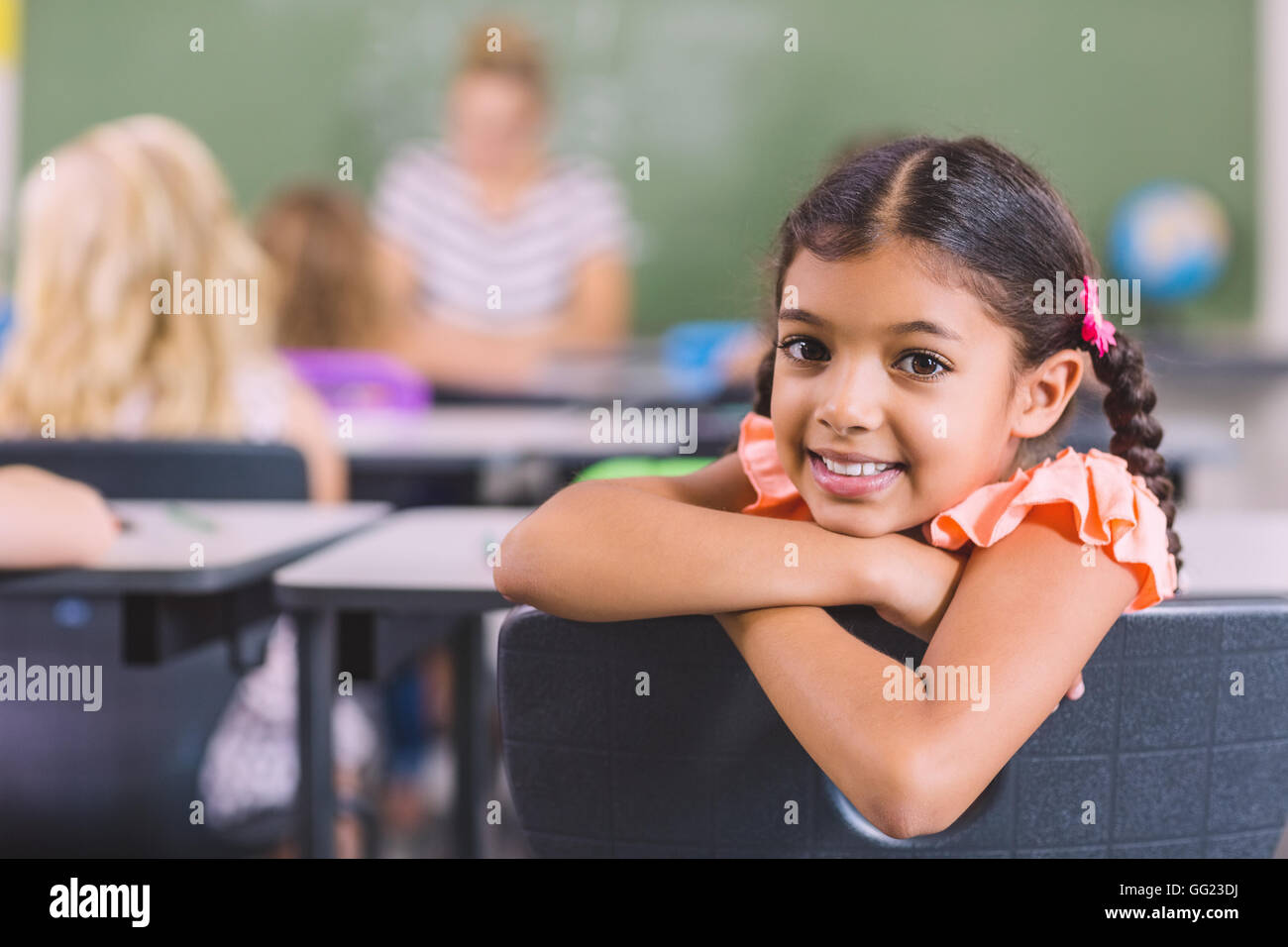 Portrait of schoolgirl in classroom Stock Photo - Alamy