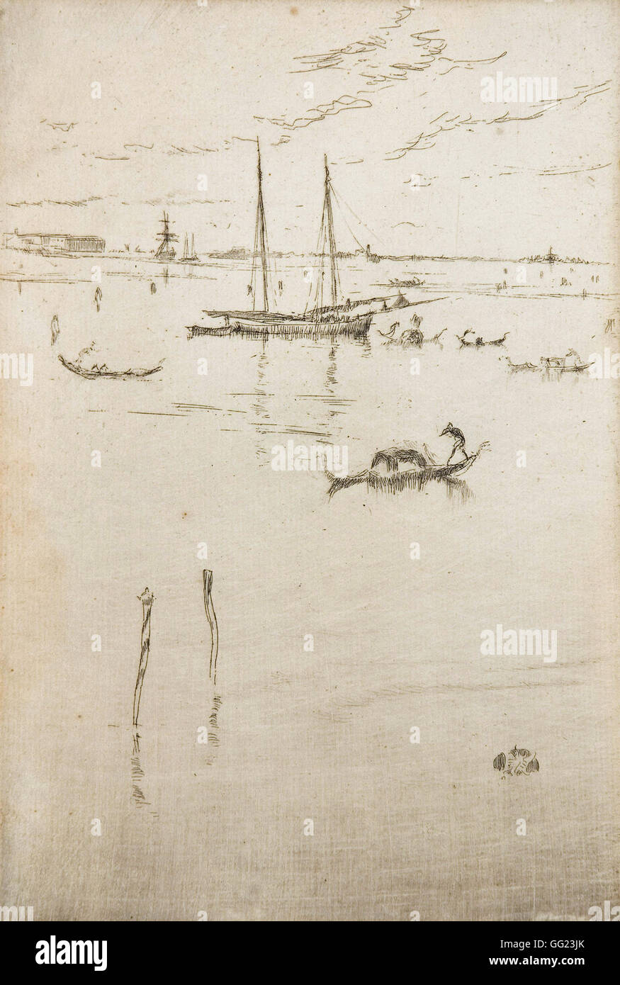 James Abbott McNeill Whistler - The Little Lagoon, from the Twelve Etchings Stock Photo