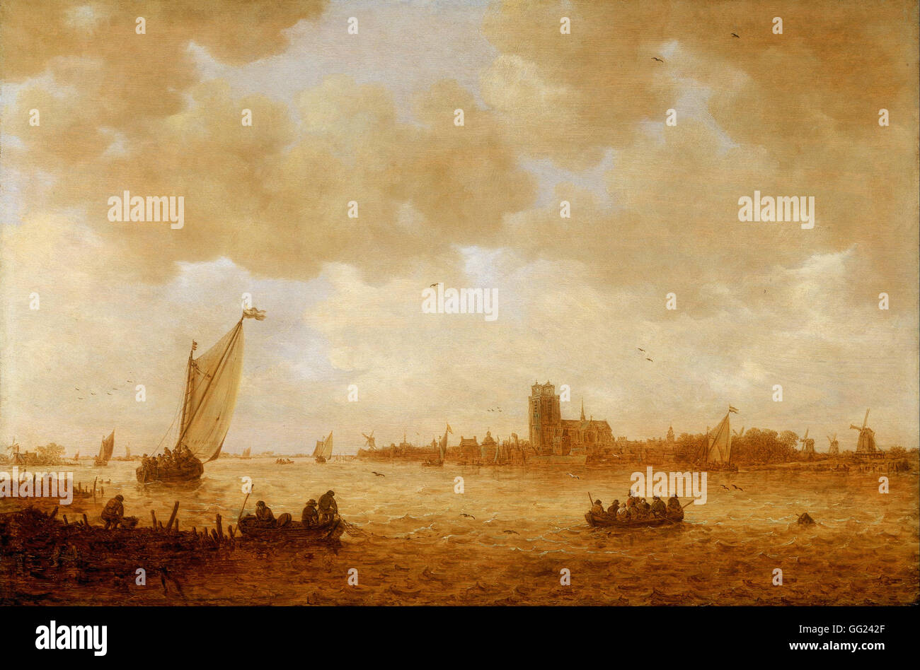 Jan Josefsz. van Goyen - View of Dordrecht with the Grote Kirk Across the Maas Stock Photo