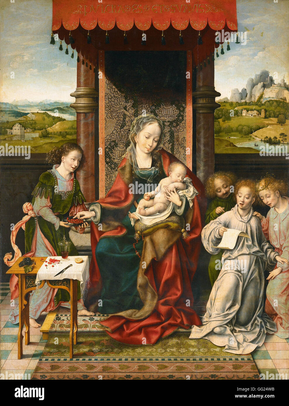 Joos van Cleve - Virgin and Child with Angels Stock Photo