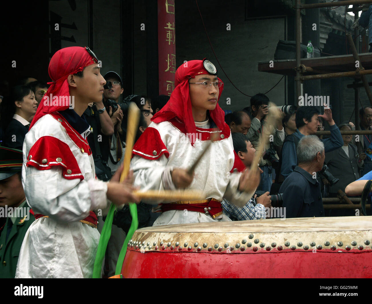 Drummers at the Opening Ceremony of the Pingyao Photography Festival. Pingyao China. Stock Photo