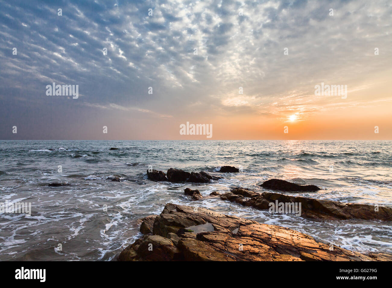 Sunset over arabian sea. India. State Goa Stock Photo