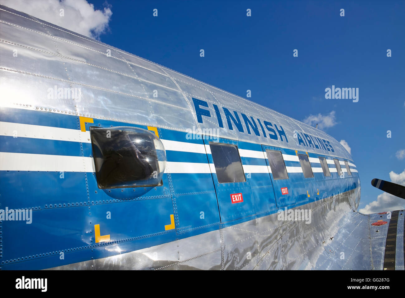 Douglas DC-3 airplane, Finland Stock Photo