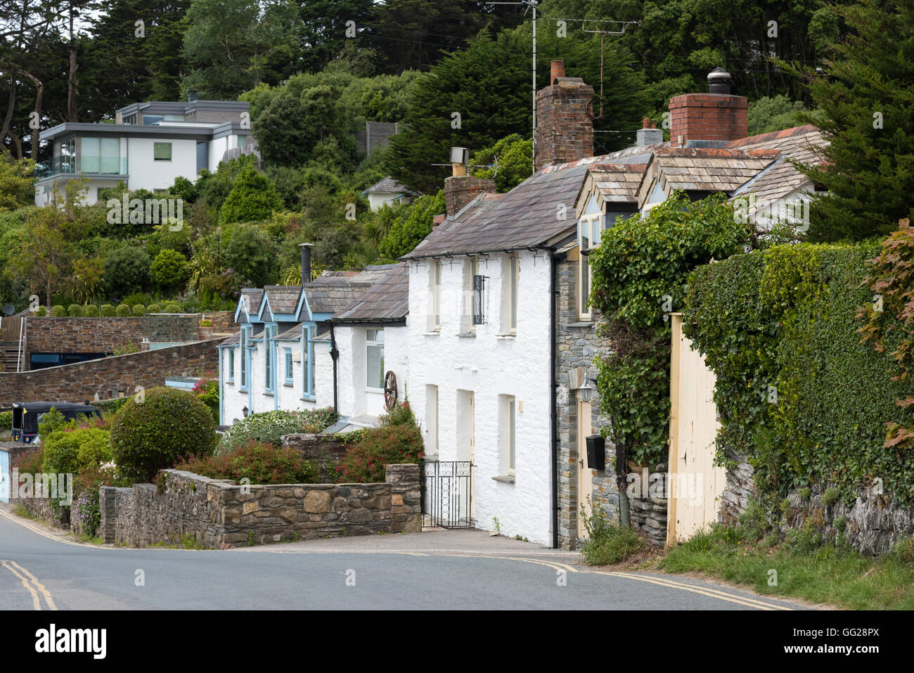 Traditional whitewashed houses in Rock Cornwall UK Stock Photo Alamy