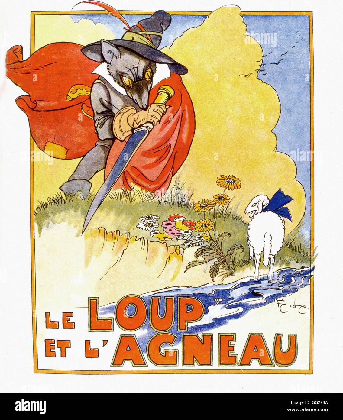 Félix Lorioux French school The Wolf and the Lamb 1929 Illustrated