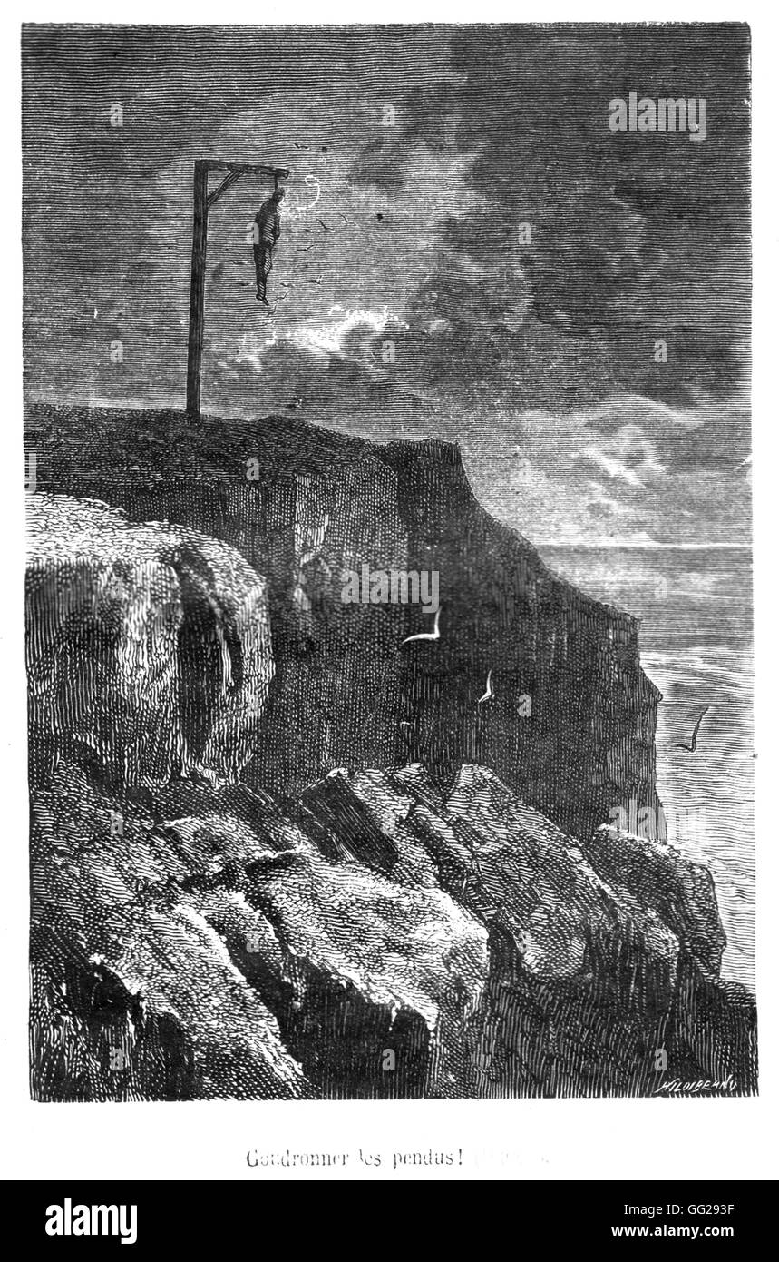 Victor Hugo (1802-1885) The hanged man Engraving Maison de Victor Hugo Stock Photo