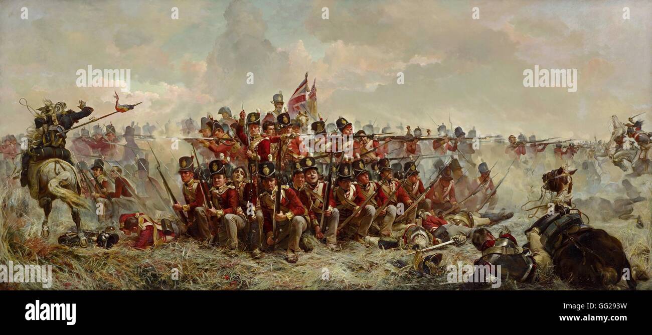 Elizabeth Thompson, Lady Butler English School The 28th Regiment at Quatre Bras (June 16th, 1815) 1875 Oil on canvas (97.2 x 216.2 cm) Melbourne, National Gallery of Victoria Stock Photo