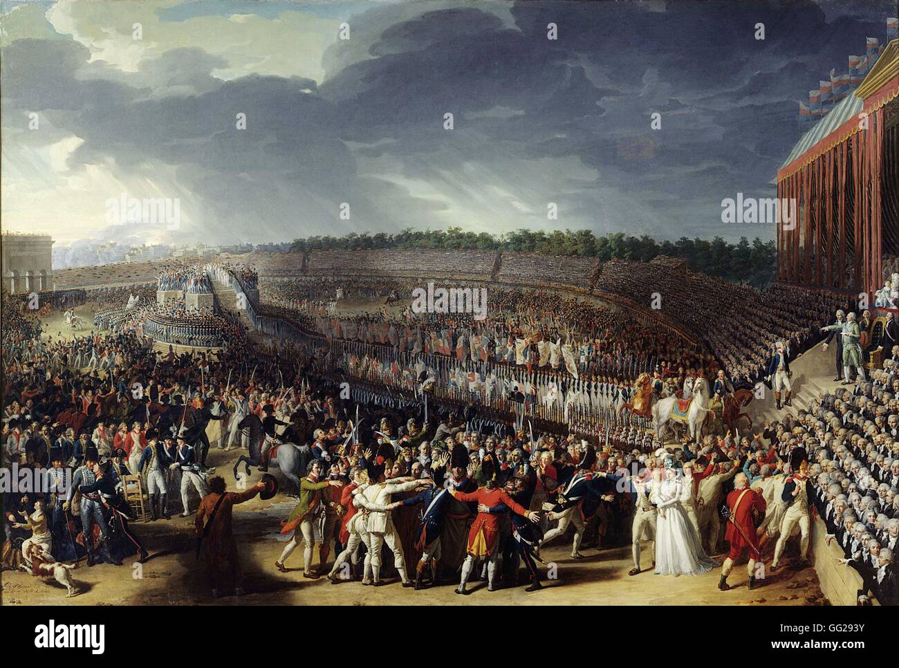 Charles Thévenin French school Fete of the Federation, July 14, 1790 on the Champ de Mars         Oil on canvas (127 x183 cm) 1790 Paris, musée Carnavalet Stock Photo