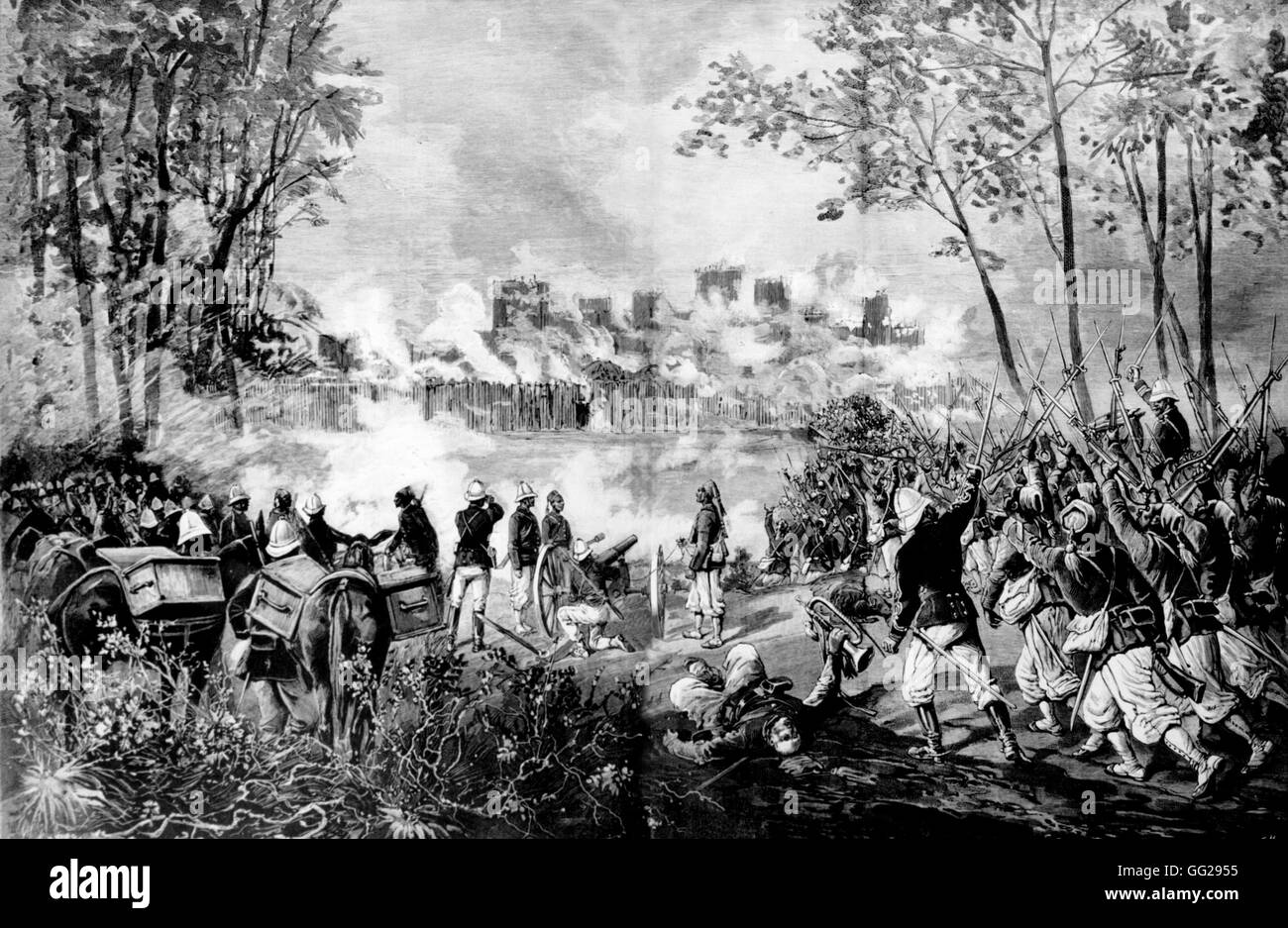 Expedition of Colonel Archimard. Capture of the city of Segou-Sikoro in Sudan September 18, 1850 France - Colonization Stock Photo