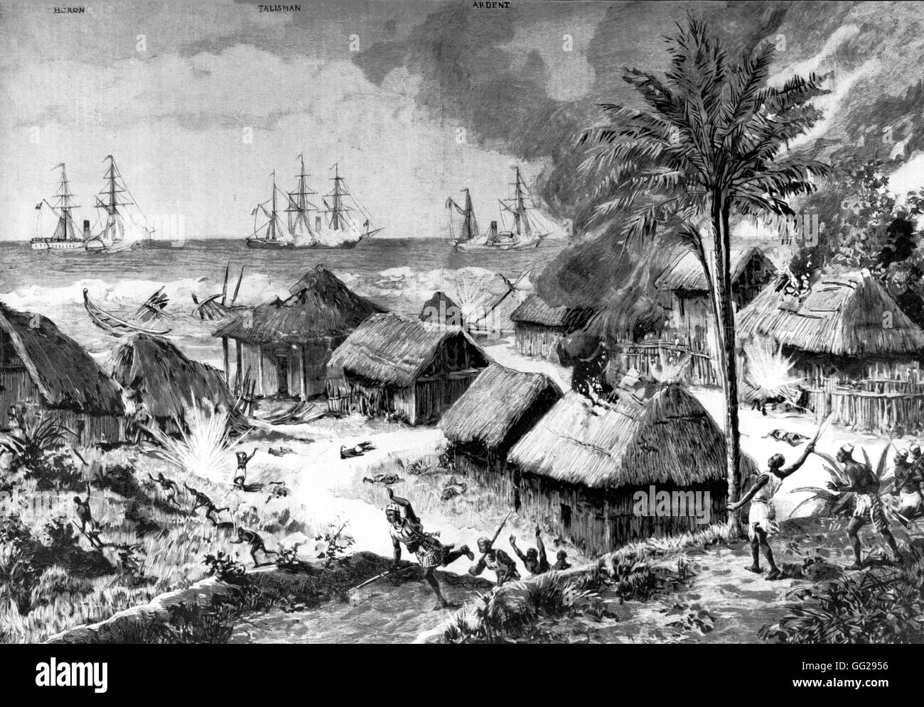 Dahomey. Bombing the Coast.  1892 France - Colonization Stock Photo