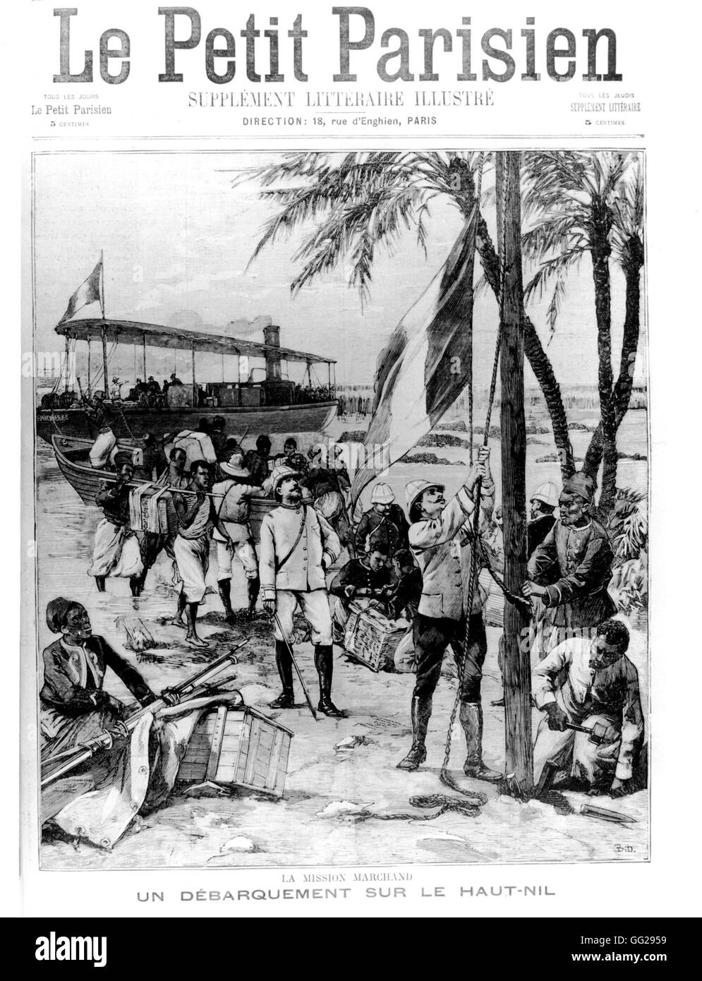Marchand Mission. A landing on the Upper Nile 1898 France - Colonization Stock Photo