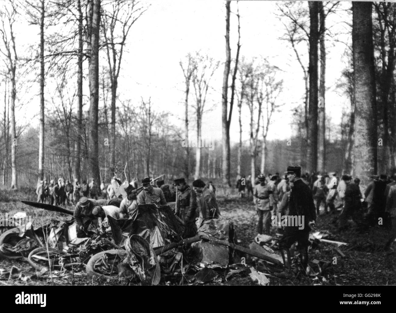 France. Compiègne forest. German plane shooted down March 8-9, 1918 World War I Stock Photo