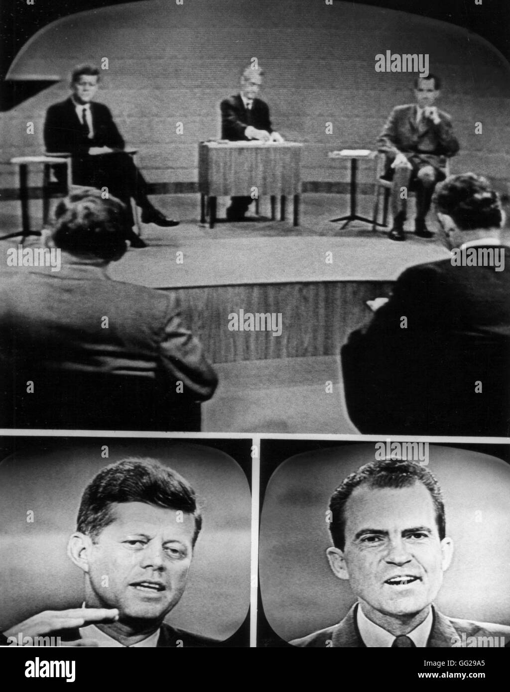 Presidential campaign. Televised debate between John F. Kennedy and Richard Nixon September 26, 1960 United States National archives. Washington Stock Photo
