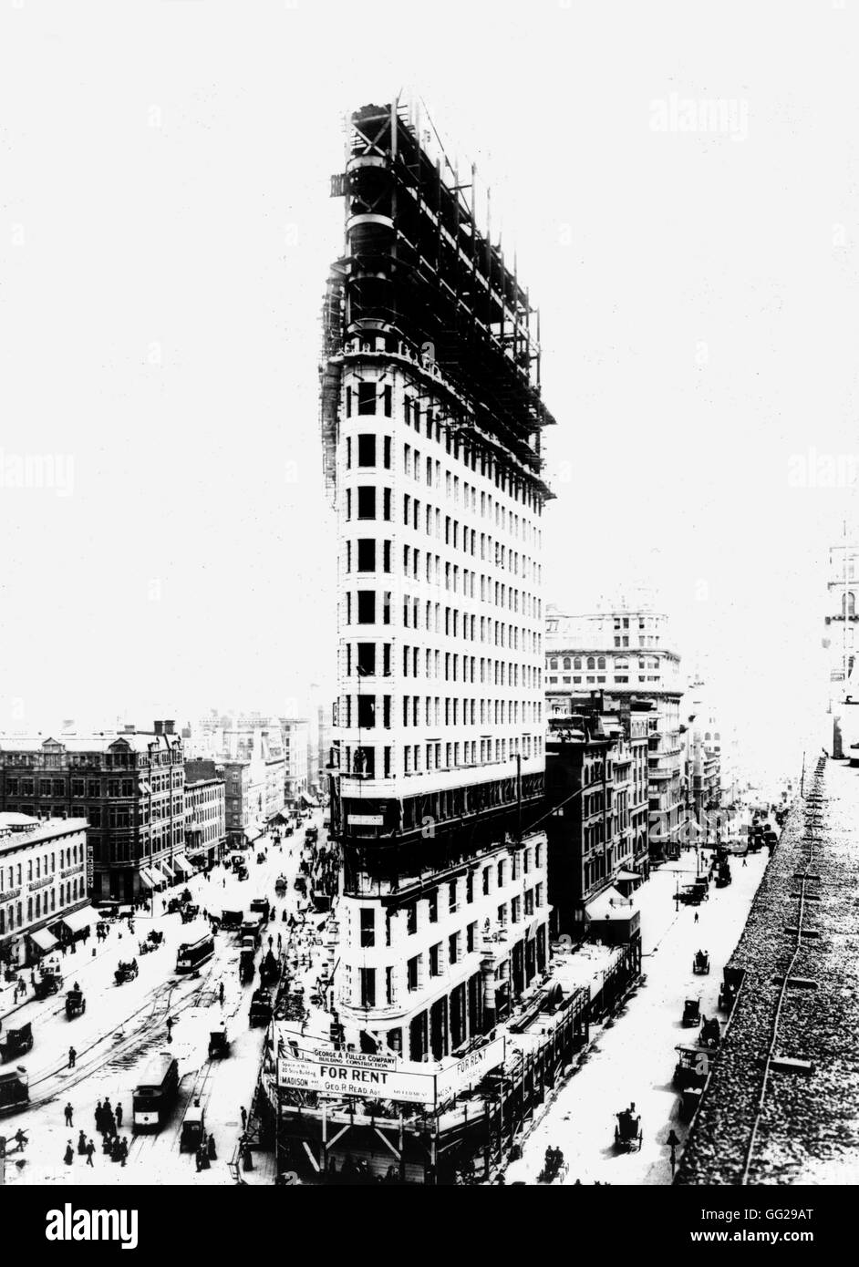 New York. Construction of the 'Flat Iron' building 1901 United States Washington. Library of Congress Stock Photo