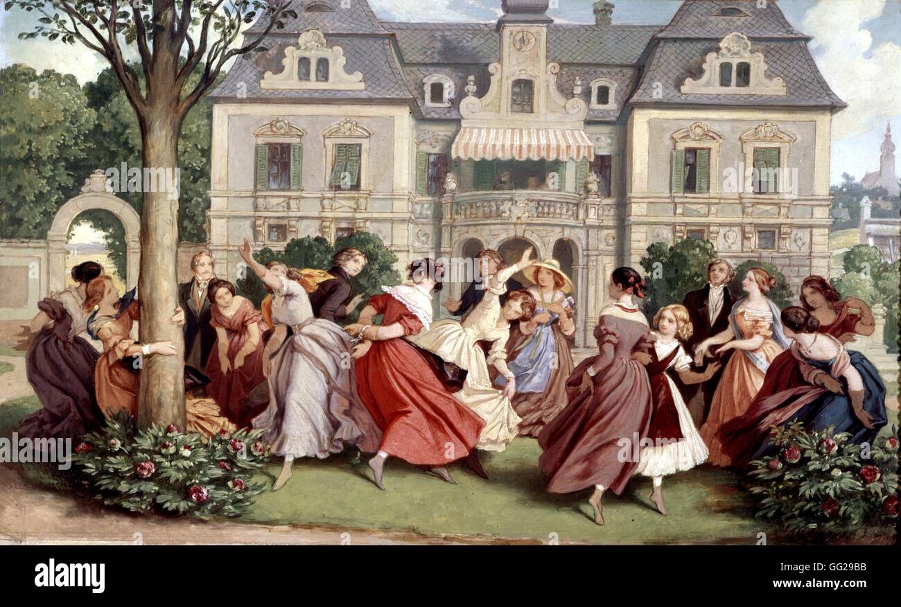 Moritz von Schwind Austrian school Outdoor games Oil on canvas 17th century Vienna, Österreichische Galerie Stock Photo