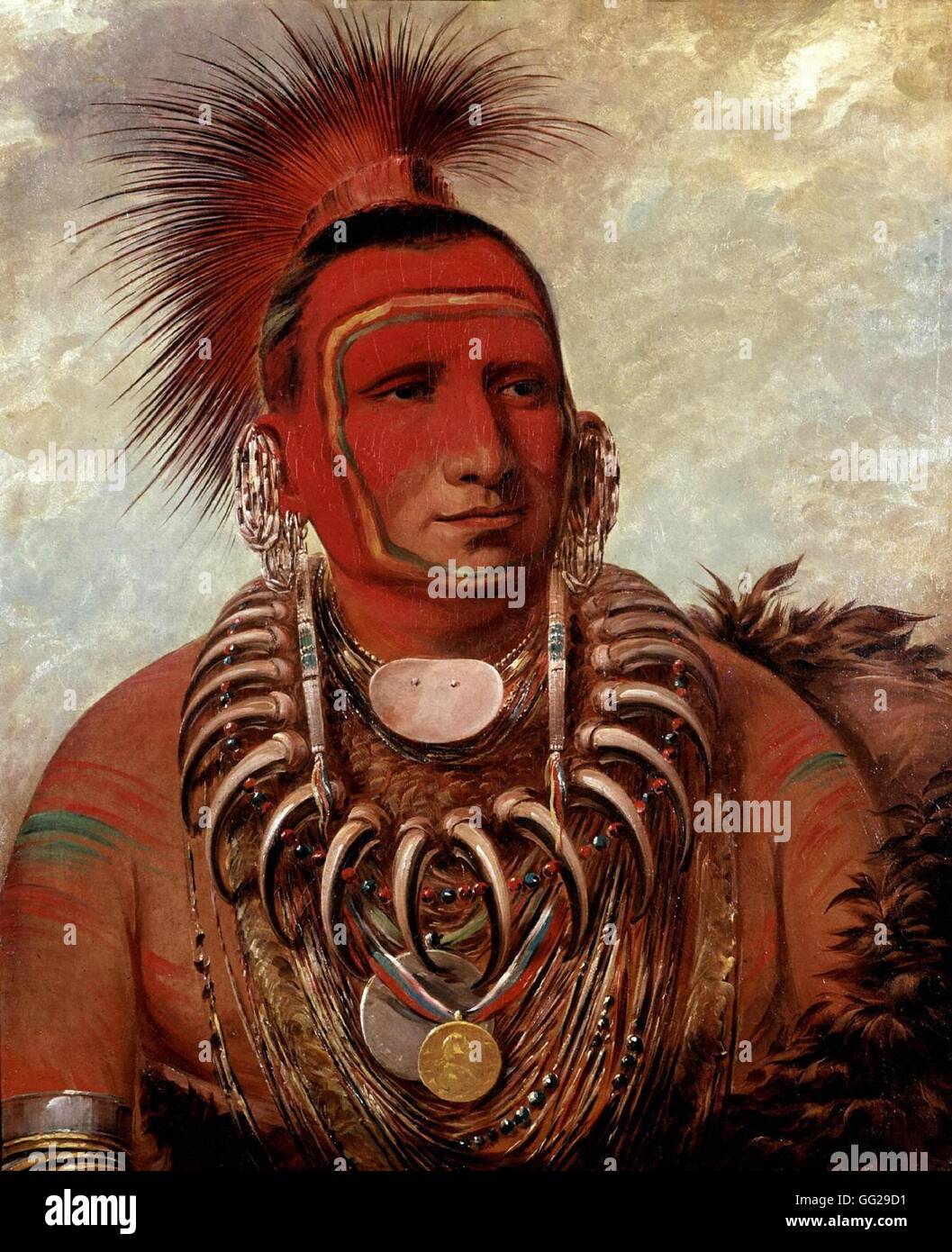 George Catlin. The Yoway warrior Little Wolf (North American redskin). 1846 United States Stock Photo