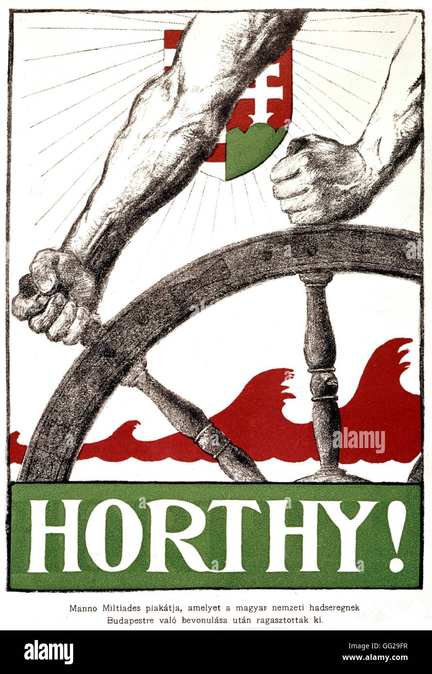 Poster by Manno Mitiades in honour of Hungarian politician Horthy (1868-1957) 1930 Hungary Paris. B.D.I.C. Stock Photo