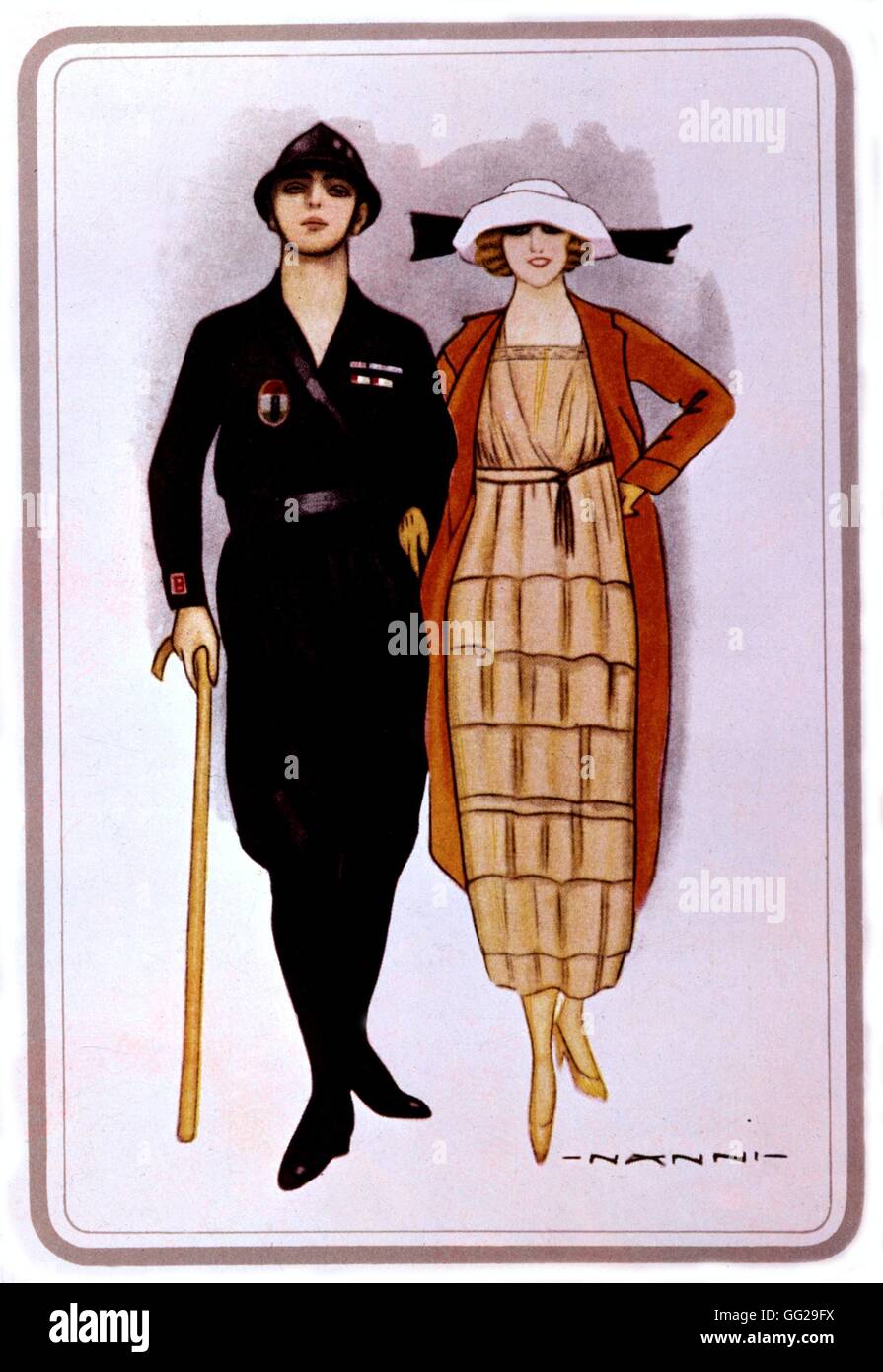 Drawing by Nanni, 'simple and masculine elegance', published in the manifesto of Arditi futurista 1919 Italy Rome. National library Stock Photo