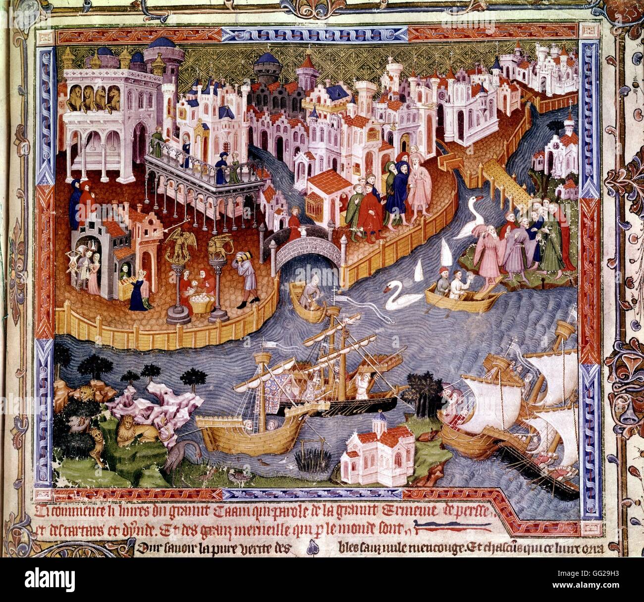 Venice at the time of Marco Polo 15th century Italy Oxford. Bodleian library Stock Photo
