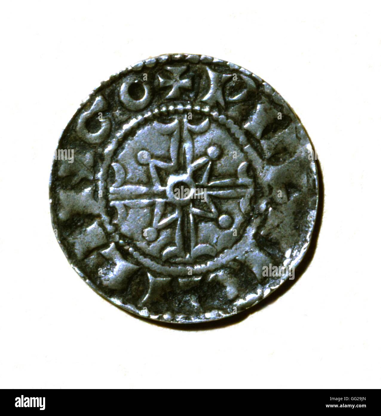 Recto of a silver denier from William the Conqueror (1027/28-1087), duke of Normandy (1035-1087) and king of England (1066-1087) 11th century France Stock Photo