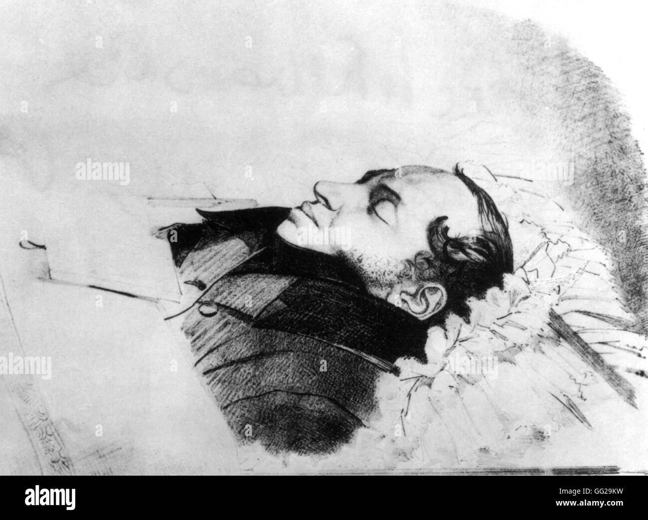 Alexander Pushkin (1799-1837) on his death bed  19th century Russia Stock Photo