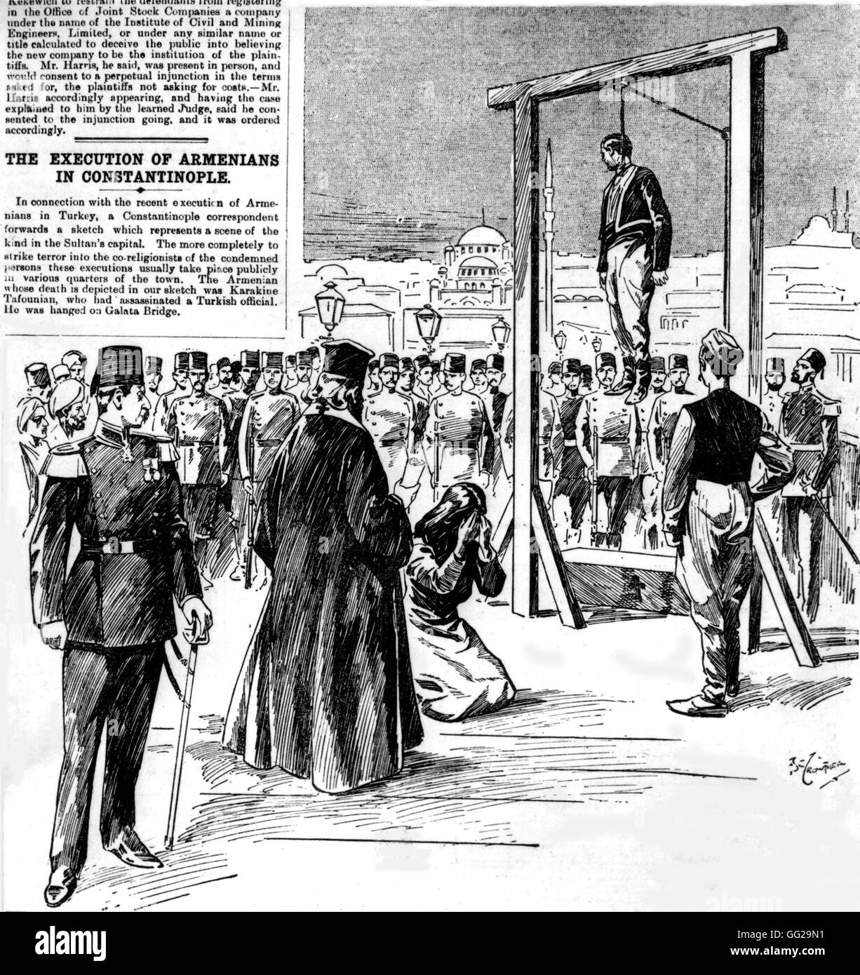 Armenian revolutionaries being executed in Constantinople Turkey 1896 Stock Photo