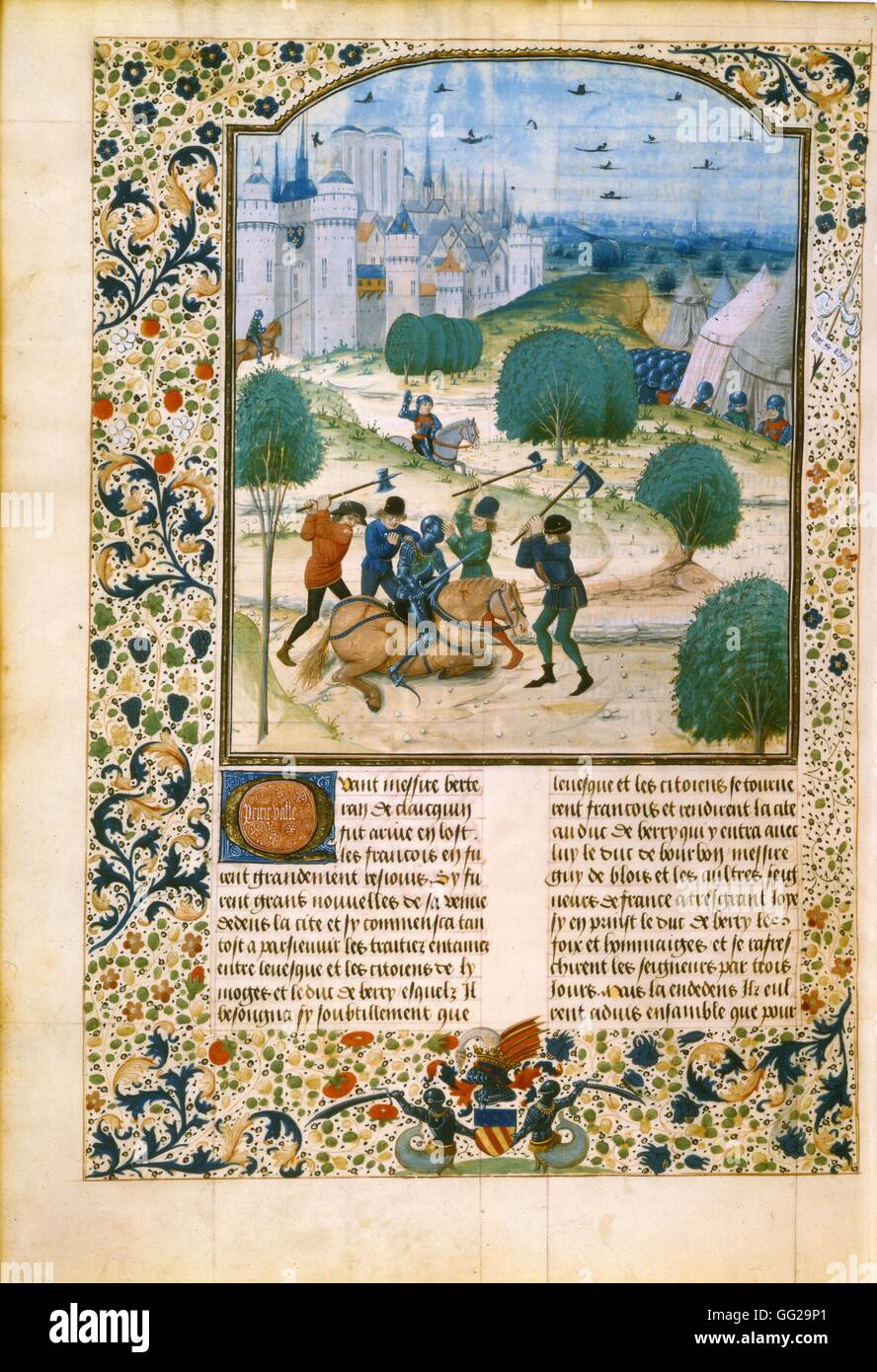 Chronicle of Jehan de Wavrin, assassination of a soldier  France 14th century Stock Photo