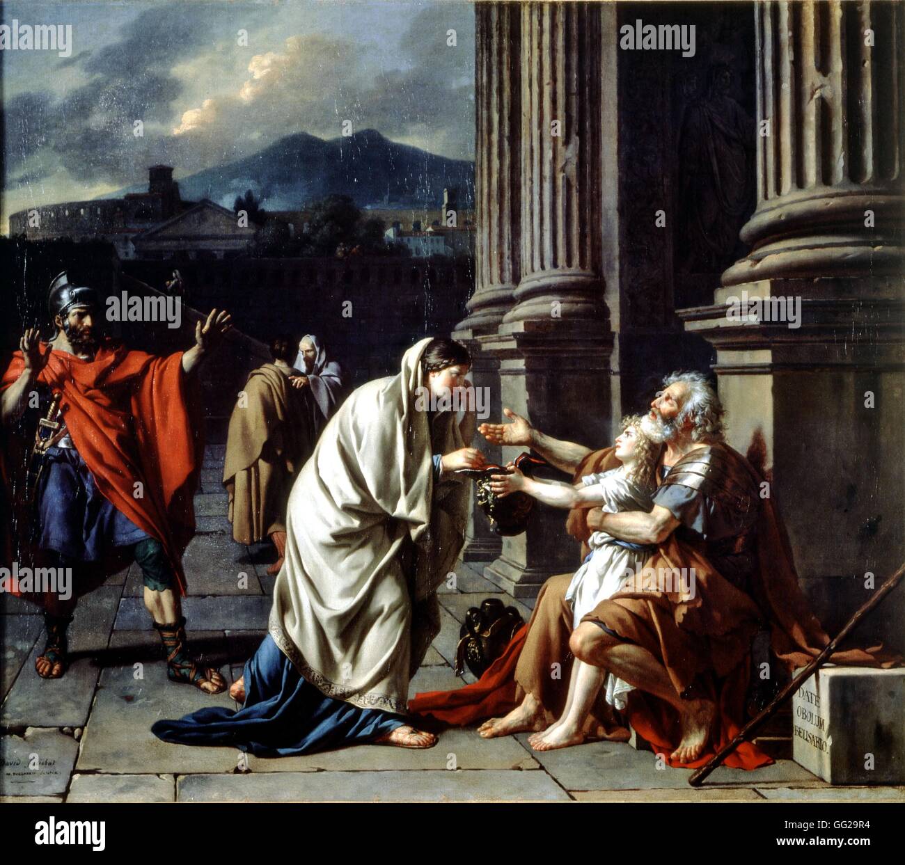 Jacques-Louis David French school Belisarius Begging for Alms Bélisaire demandant l'aumône 1780 Oil on canvas (97 x 114 cm) Lille, Palais des Beaux-Arts Stock Photo