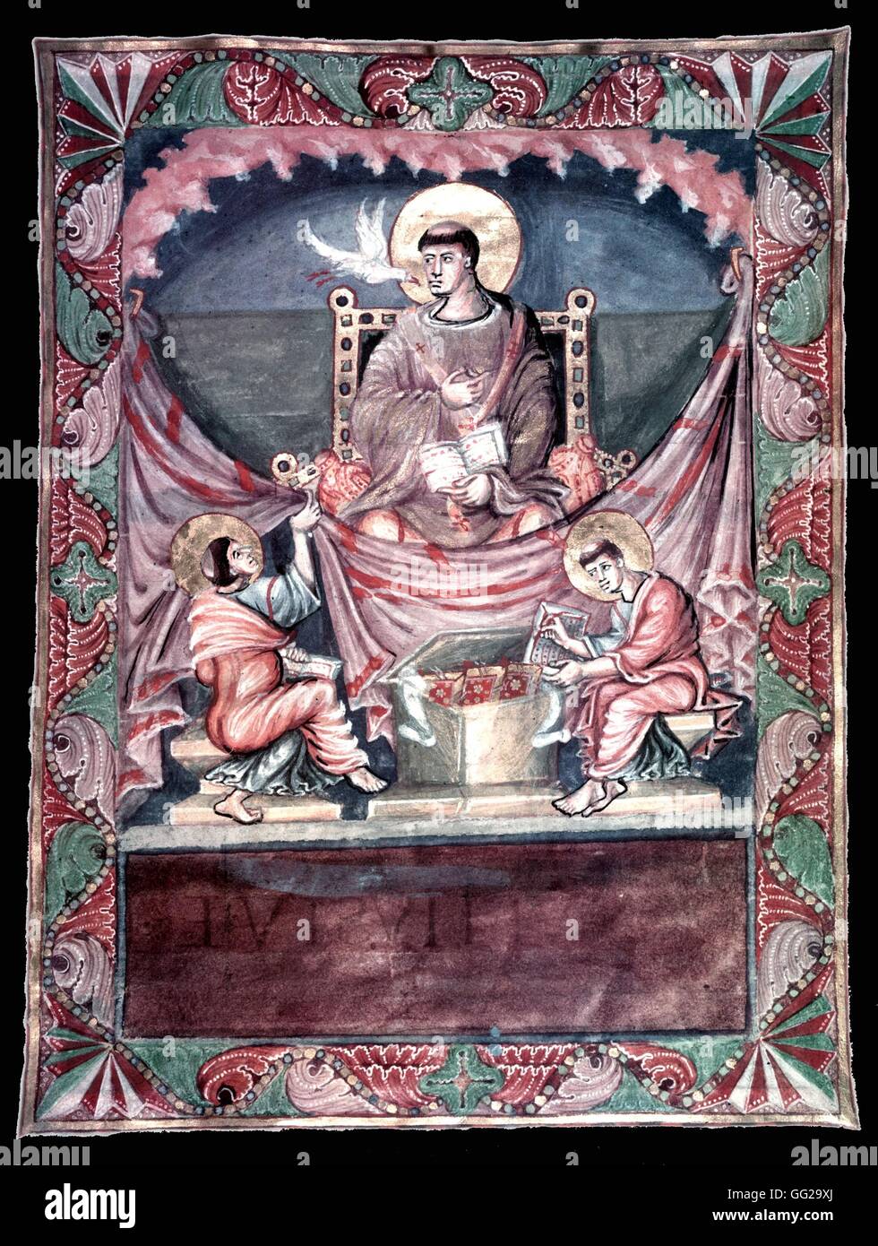 Sacramentarian: St Gregory the Great Mid 11th century Latin manuscript Stock Photo
