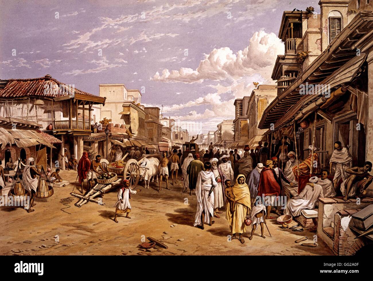 Drawing by William Simpson Calcutta, Chiptore Road 19th century India Stock Photo