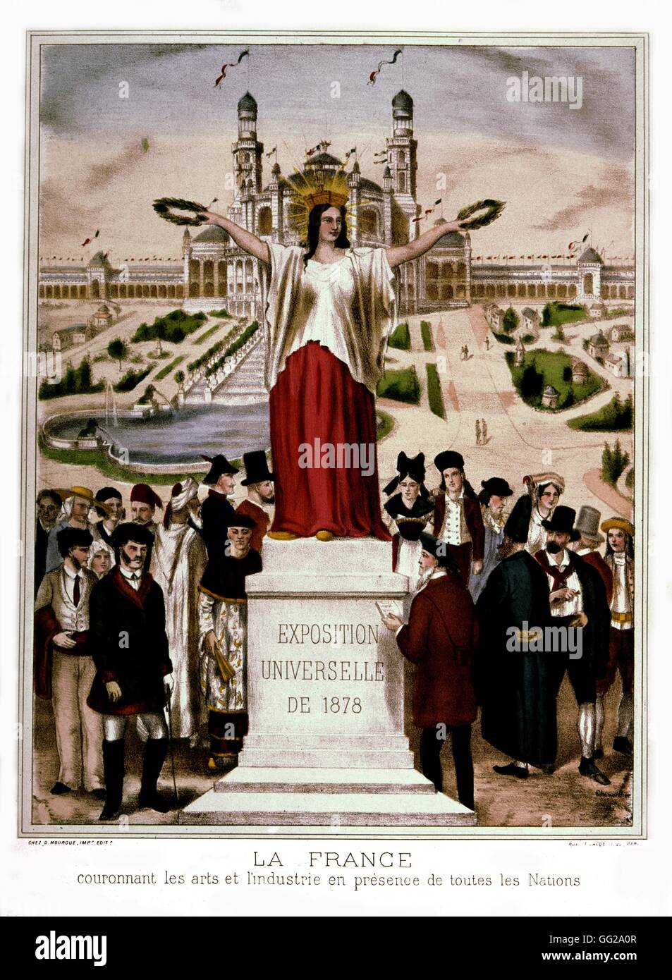 Popular print 1878 World exhibition in Paris France Paris, Musée Carnavalet Stock Photo