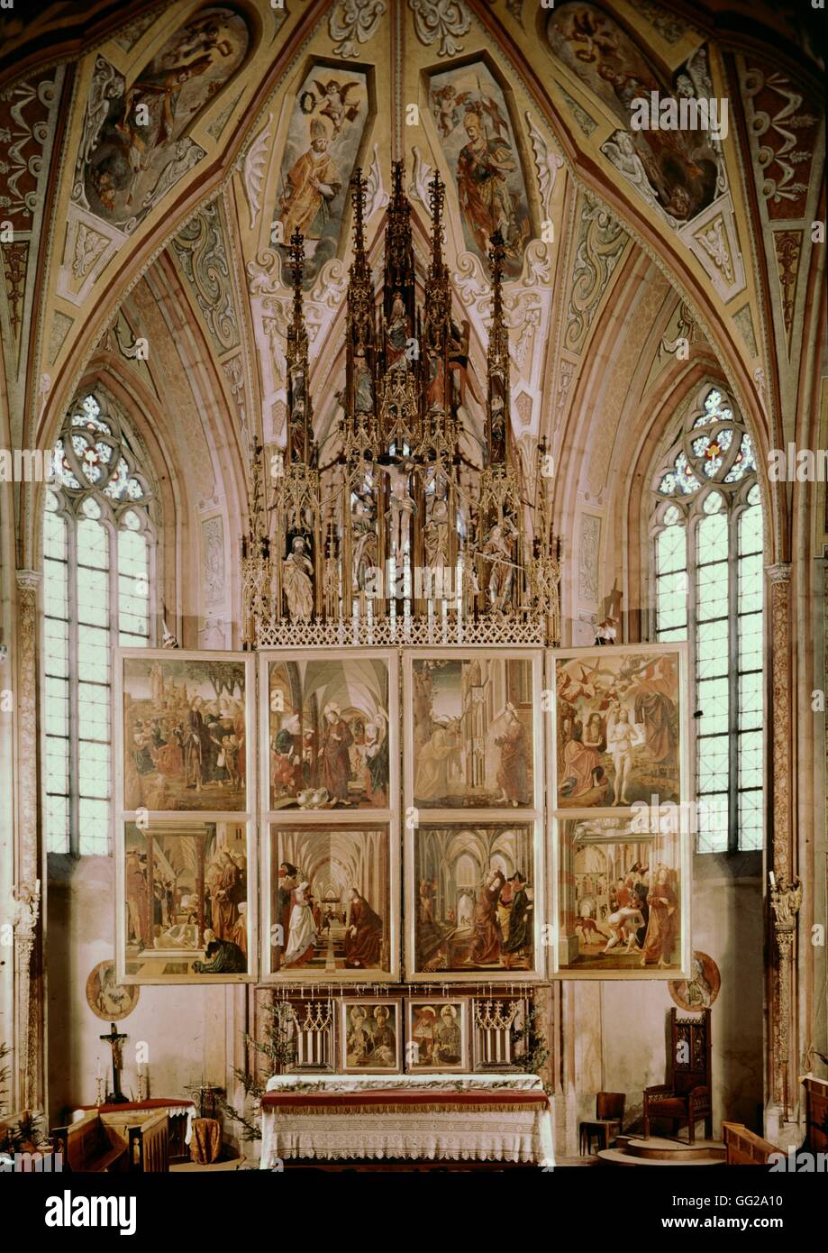 Altar of church St. Wolfgang in Salzkammergut, Austria 1435-1498 Pacher Stock Photo