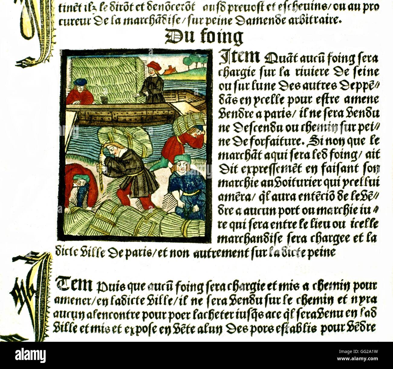 Royal edict of the Paris merchants provotship.  Hay merchants 1500 France Paris. Bibliothèque de l'arsenal Stock Photo