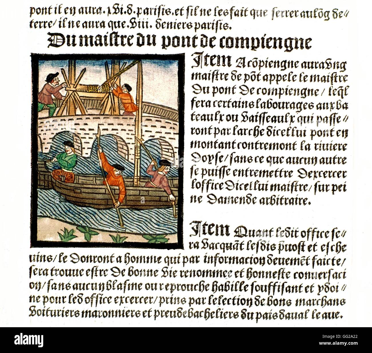 Royal edict of the Paris merchants provotship.  Master of the Compiègne Bridge 1500 France Paris. Bibliothèque de l'arsenal Stock Photo