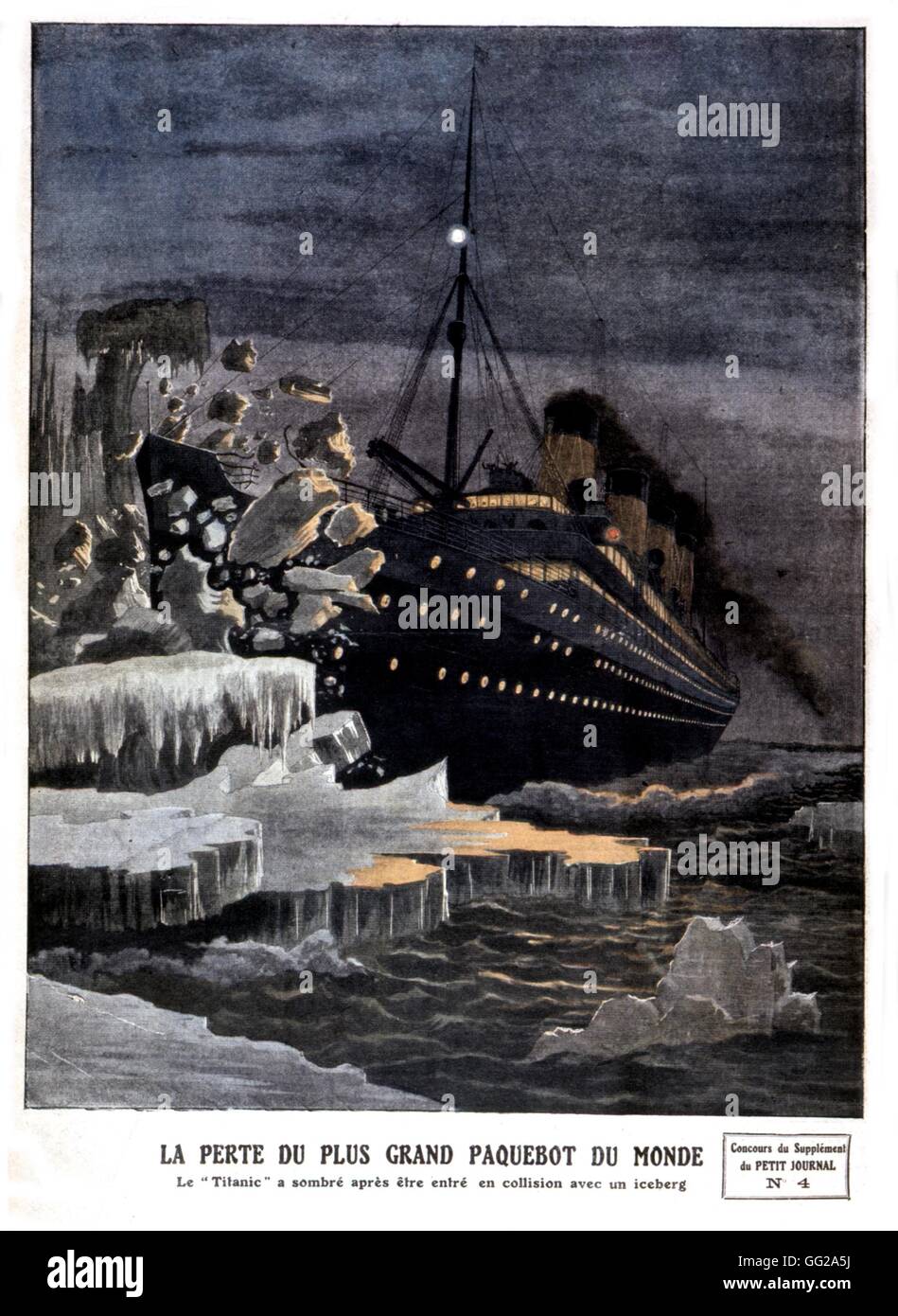 Liner 'Titanic' sank after hitting an iceberg April 28, 1912 France