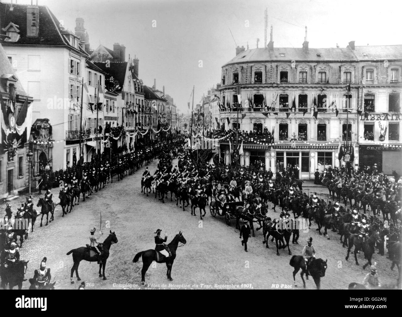 Celebration in the honour of the Tsar Nicholas II entering Compiègne 1901 France Stock Photo