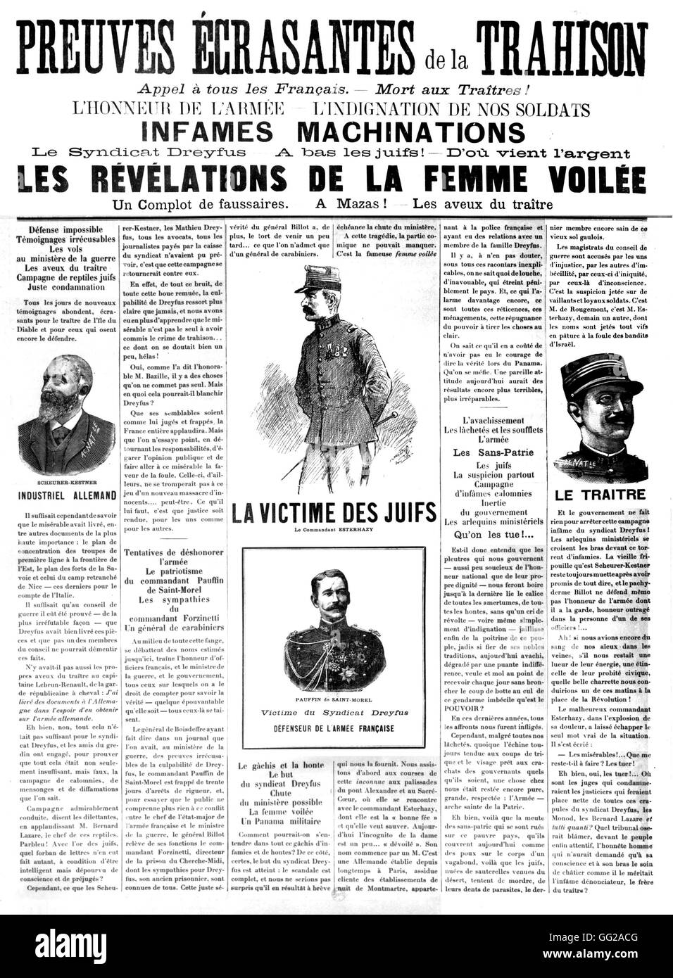 Anti-dreyfusard newspaper 1898 France - Dreyfus affair Stock Photo