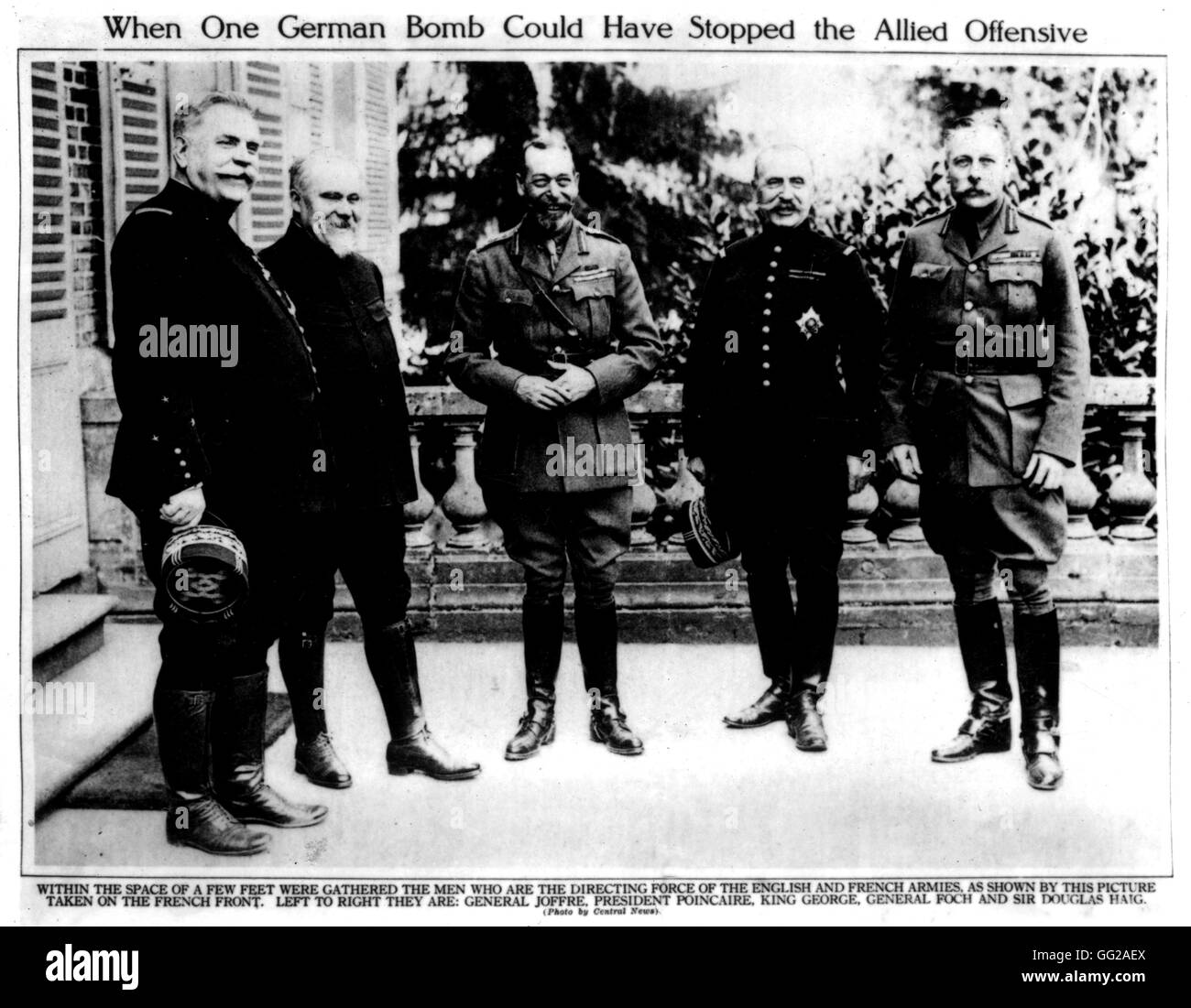 Joffre, Poincare, Georges V, Foch and Haig September 1917 France - World War I Paris. National library Stock Photo