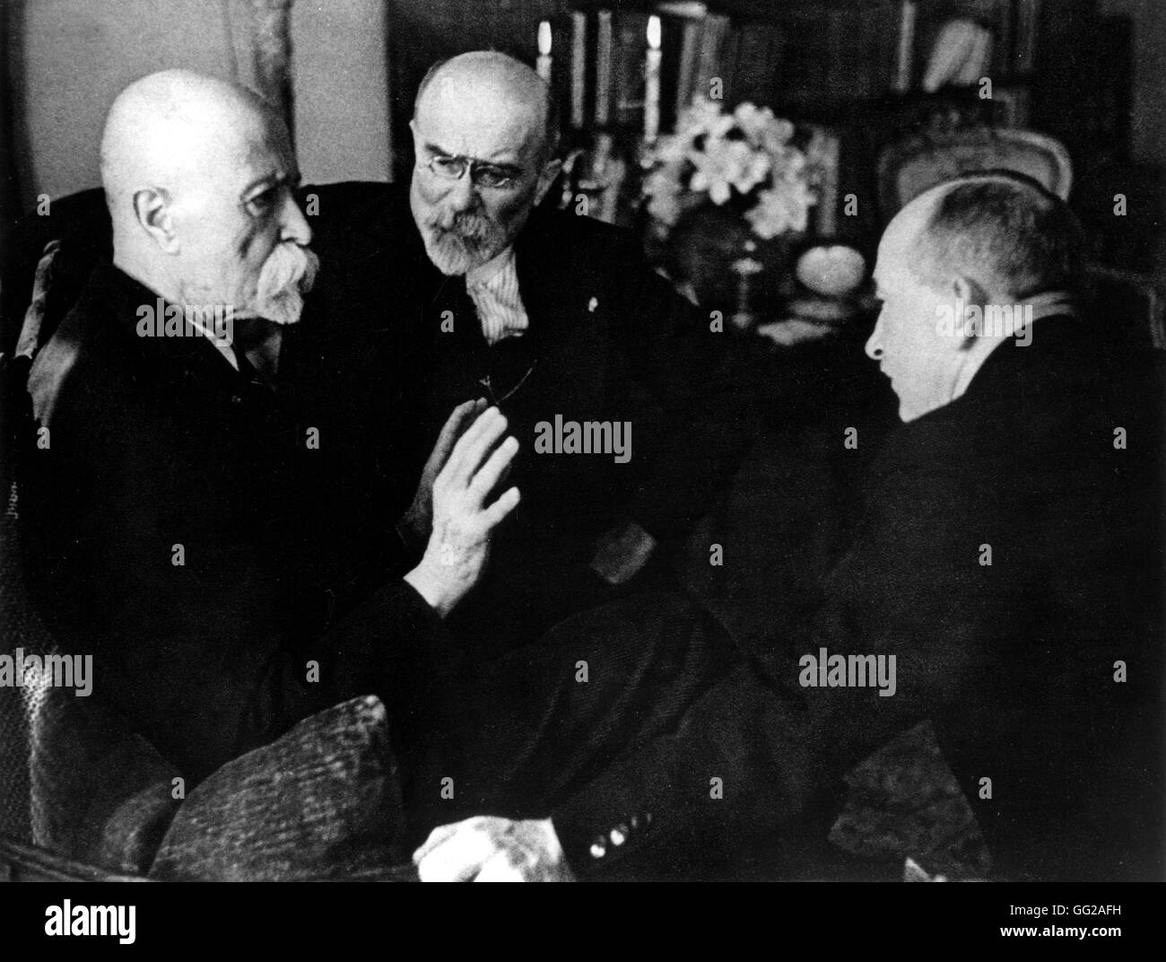 Masaryk with Louis Barthou 1934 Czechoslovakia Stock Photo