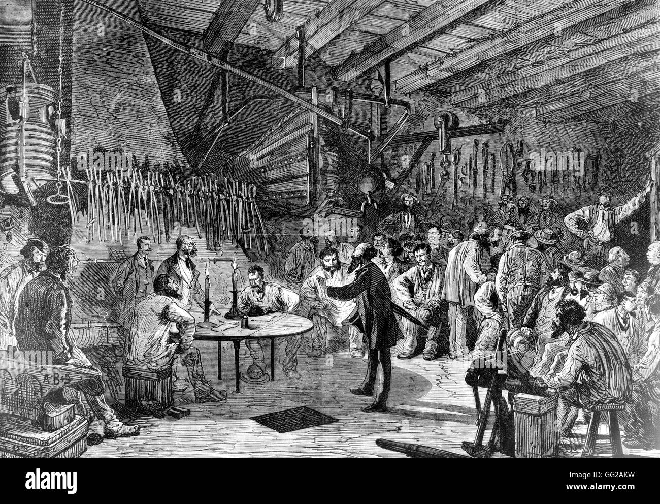 Political meeting during the elections in Paris 1874 France Stock Photo