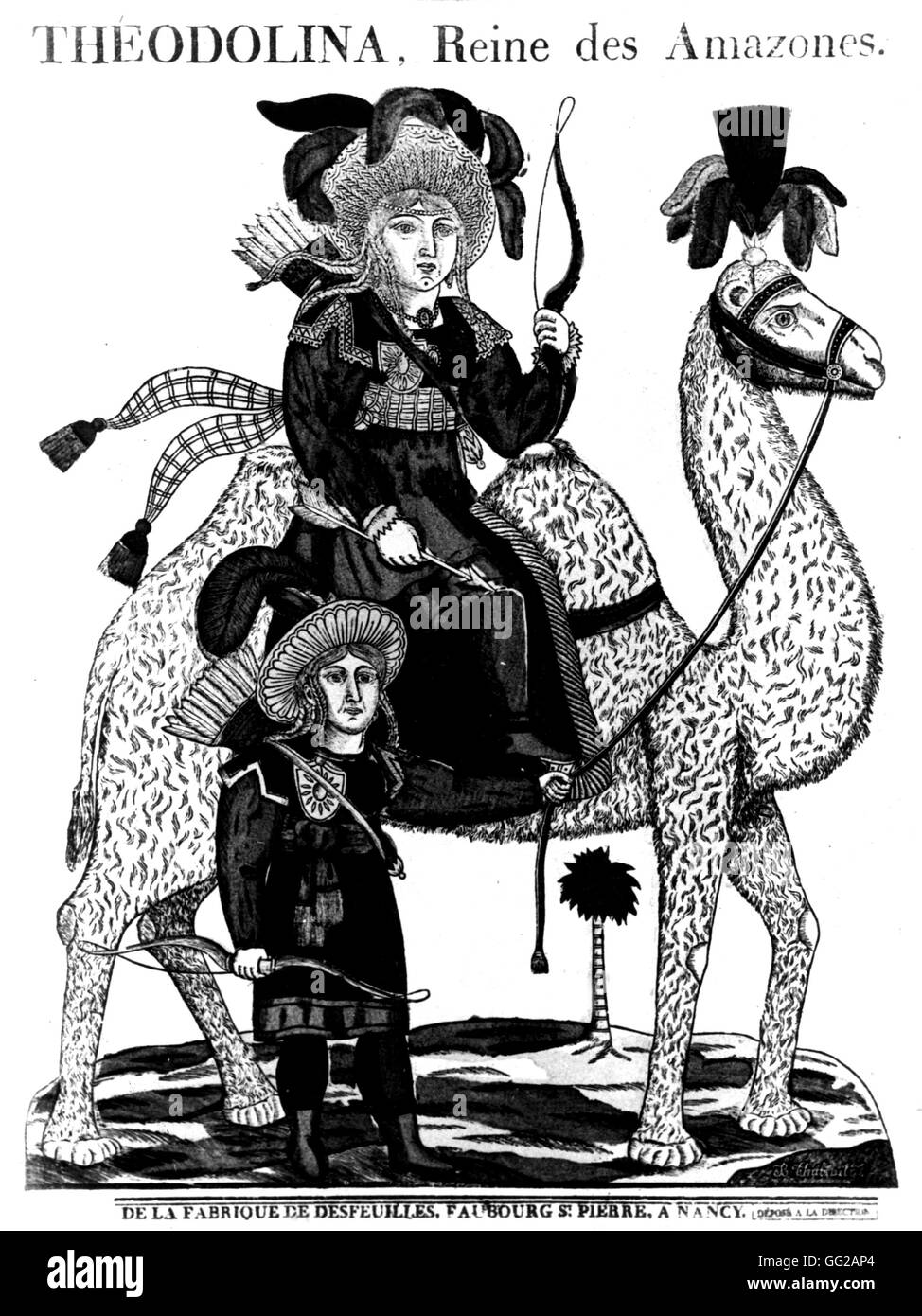 Image by Nancy. Theodolinda, Amazon queen, riding a camel France Around 1820 Library of Decorative Arts Stock Photo